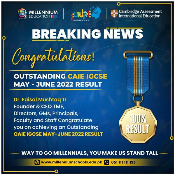 Millennials secured 100% Result in IGCSE 2022