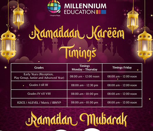 Revised School Timings during Ramadan Kareem