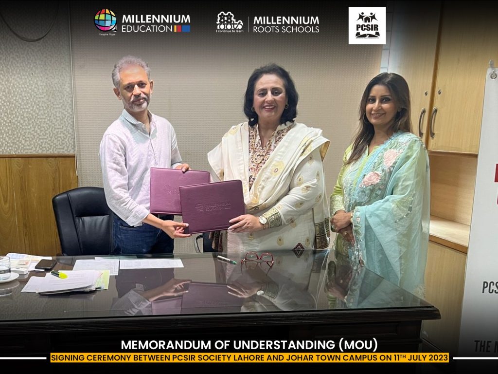 THE MILLENNIUM EDUCATION GROUP SIGNS MOU WITH PCSIR SOCIETY JOHAR TOWN LAHORE